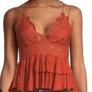 Free People Elegant Lace Trimmed‎ Top